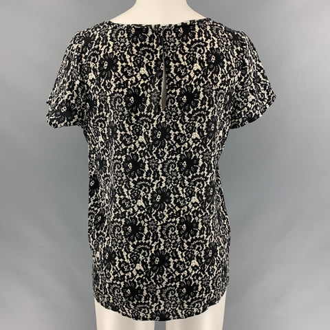 JOIE Size S Black White Silk Blouse