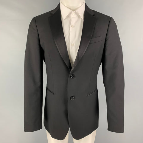 JOHN VARVATOS Size 38 Black Wool Tuxedo Sport Coat