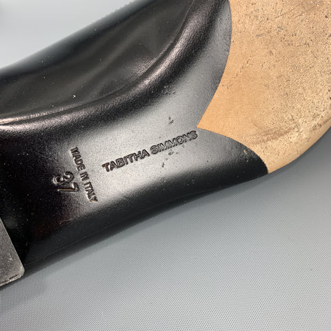 TABITHA SIMMONS Size 7 Black Patent Leather Mary Jane Wingtip Flats