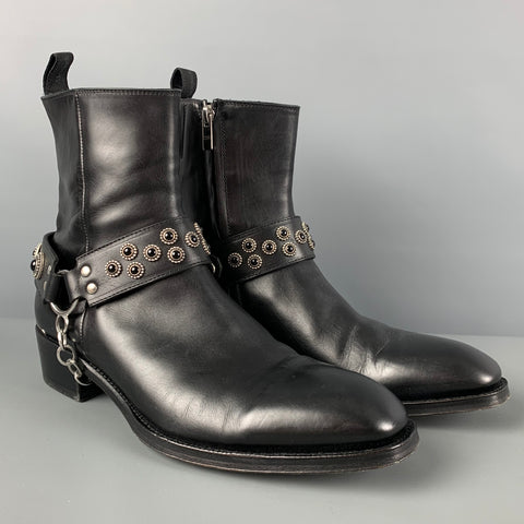 ALEXANDER MCQUEEN Size 9.5 Black Studded Leather Ankle Boots