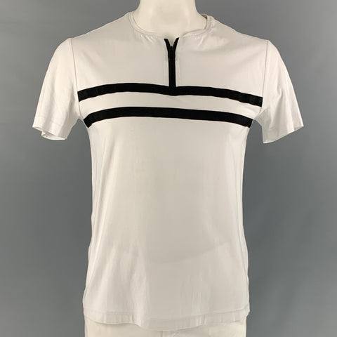 ANTHONY MORATO Taille L T-shirt demi-zippé en coton uni blanc et noir