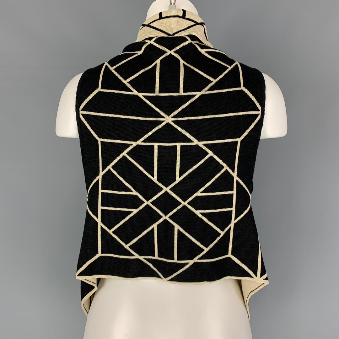 GARETH PUGH Cárdigan reversible geométrico de algodón de seda negro talla única