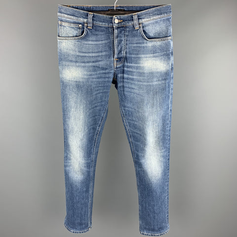 NUDIE JEANS Size 32 Indigo Washed Cotton Button Fly Jeans