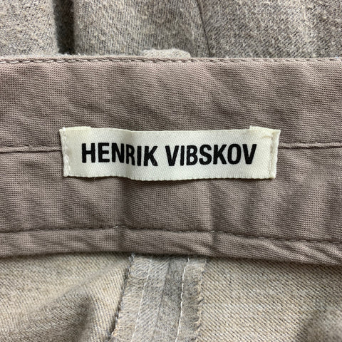HENRIK VIBSKOV Size L Grey Polyester Blend Pleated Dress Pants