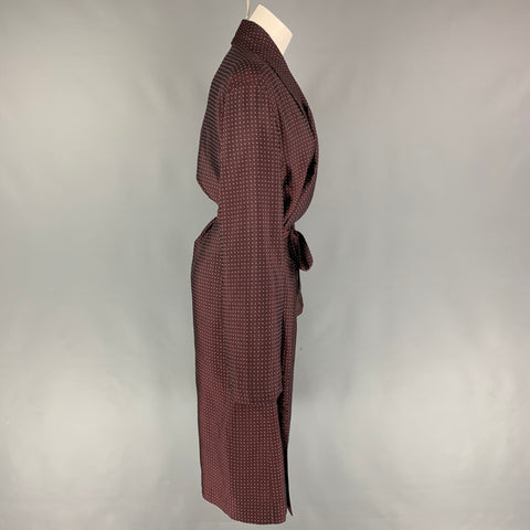 PRADA Talla L Borgoña No listado Chaqueta con cinturón y solapa chal