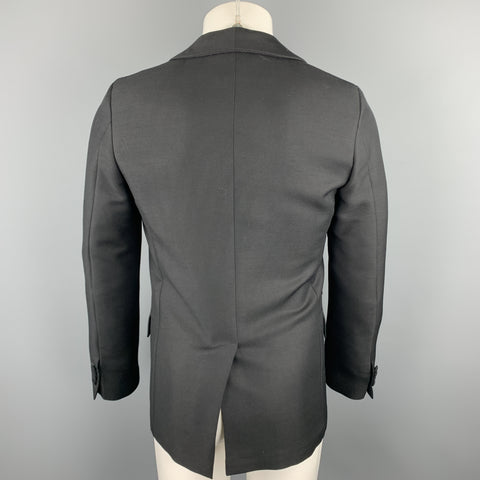 PRADA Size 36 Regular Black Solid Wool / Mohair Shawl Collar Sport Coat