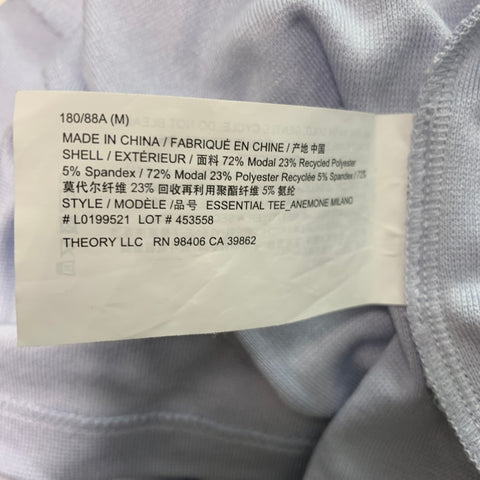 THEORY Size M Blue Modal Blend Jersey T-shirt