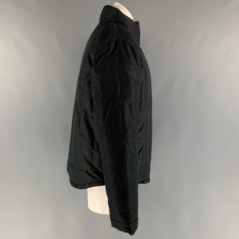 ETRO Size M Black Polyester Quilted Zip Up Jacket