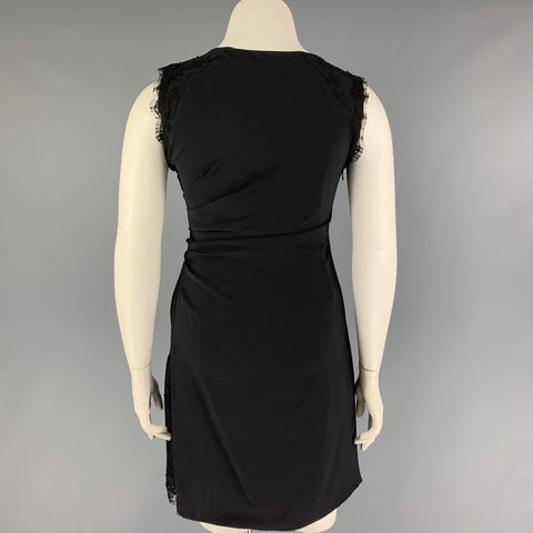 MONIQUE LHUILLIER Talla 10 Vestido recto de poliéster viscosa negro