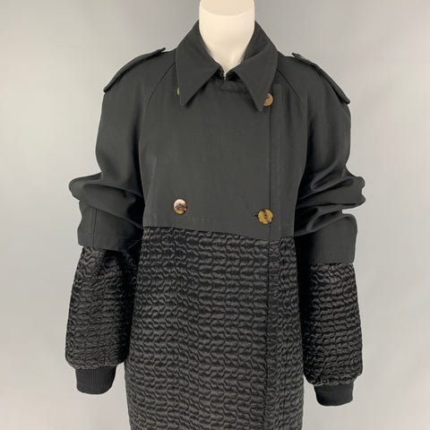 Vintage 1980's JEAN PAUL GAULTIER pour GIBO Black Quilted Double Breasted Trench Coat