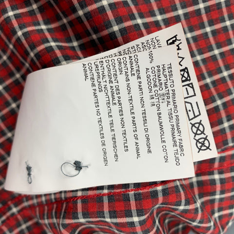 DSQUARED2 Size L Red Black White Checkered Cotton Short Sleeve Shirt