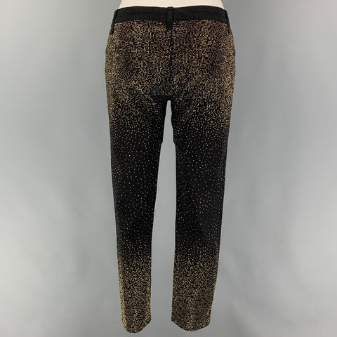 VERSACE COLLECTION Size 26 Black Gold Cotton Studded Dress Pants