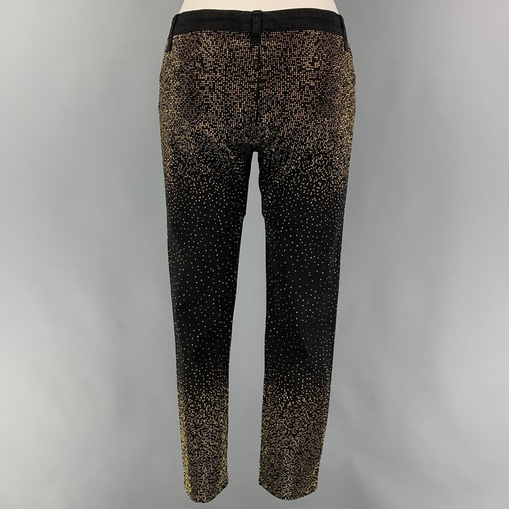VERSACE COLLECTION Size 26 Black Gold Cotton Studded Dress Pants
