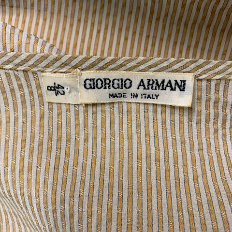 GIORGIO ARMANI Size 8 Beige Silk Stripe Tunic Blouse