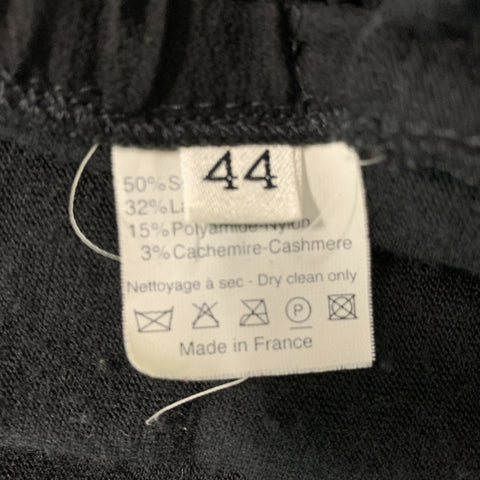 LANVIN Abrigo fruncido en mezcla de seda negra talla 8