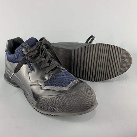 PRADA Size 9 Black & Navy Mesh &  Leather Chunky Rubber Sole Sneaker