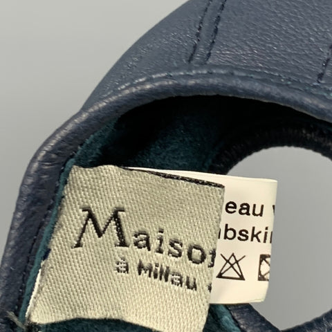 MAISON FABRE Talla 8.5 Guantes de piel de cordero azul marino