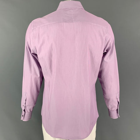 GUCCI Size L Purple White Stripe Cotton Button Down Long Sleeve Shirt