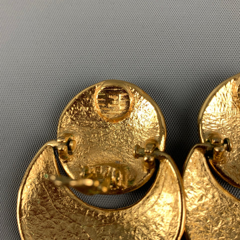 YVES SAINT LAURENT Gold Hammered Metal Clip-On Earrings