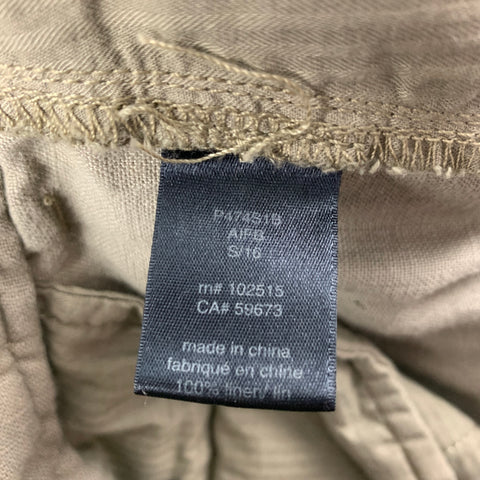 JOHN VARVATOS Size 30 Khaki Wrinkled Linen Cargo Casual Pants