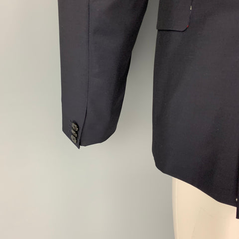 VALENTINO Size 42 Navy Wool Mohair Notch Lapel Sport Coat