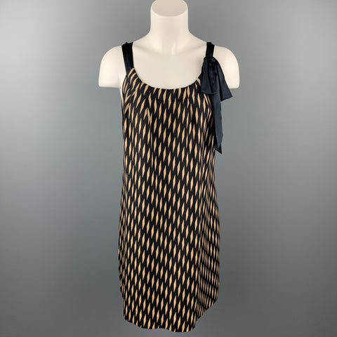 FLOREAT Taille S Robe droite en soie à carreaux noir et beige