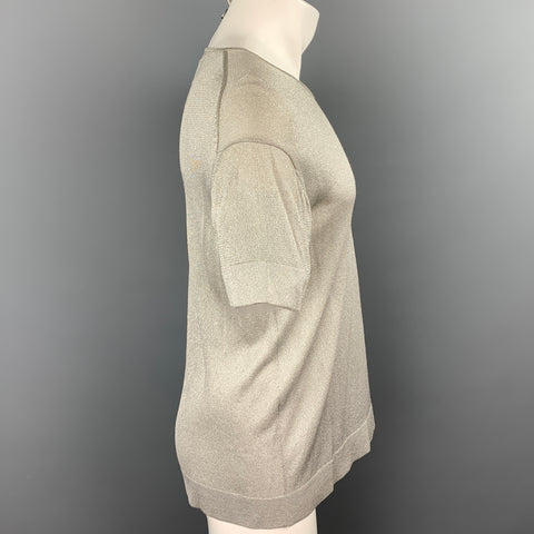 SO by Alexander Van Slobbe Size M Silver Metallic Acetate Crew-Neck Pullover
