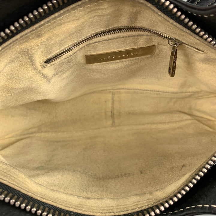 MARC JACOBS Black Contrast Stitch Leather Top Handles Handbag