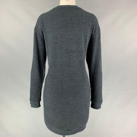 WAYF Size S Dark Blue Ribbed Knitted Polyester Dress