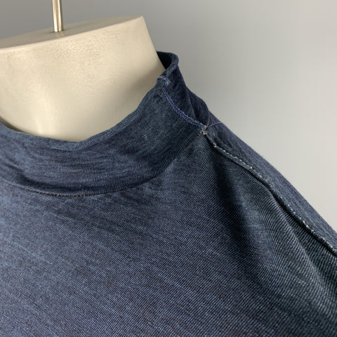 45rpm Size M IndigoColor Block  Patchwork Cotton Mock Neck Pullover