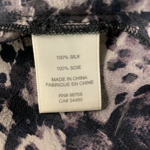 REBECCA TAYLOR Taille 2 Blouse à imprimé animal en soie violette et noire