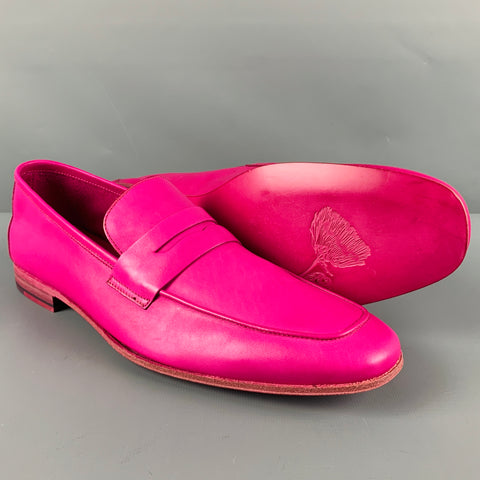 PAUL SMITH Size 10 Fuchsia Pink Leather Slip On Loafers