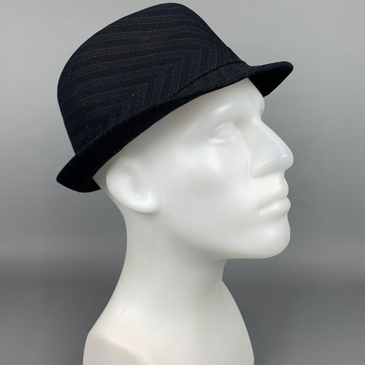 HENSCHEL HAT CO. Size L Black Stripe Polyester Fedora Hat