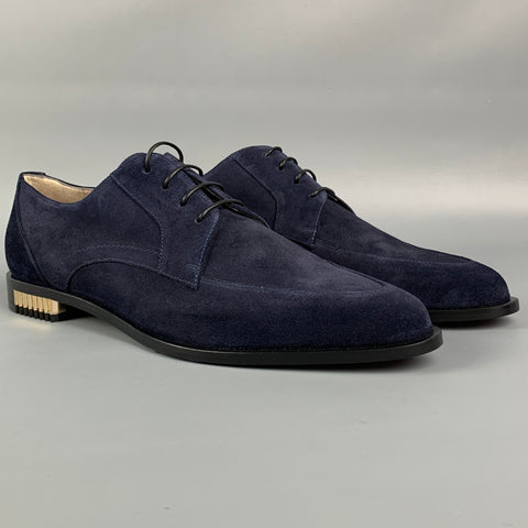 GIORGIO ARMANI Talla 11.5 Cordones de ante de cuero azul marino