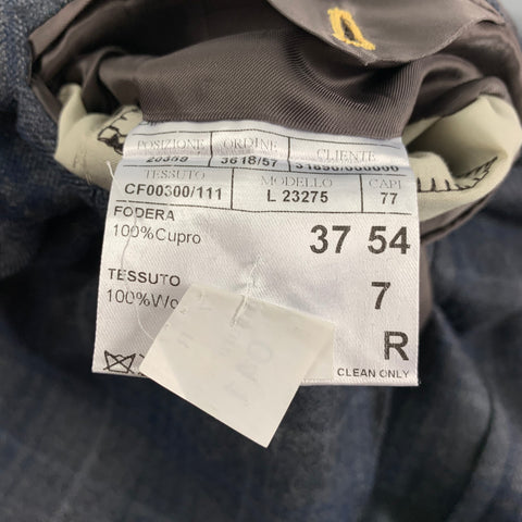 CANALI Kei Size 44 Grey Navy Plaid Wool Single Breasted Sport Coat