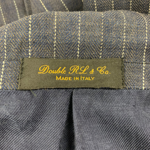 RRL by RALPH LAUREN Size 44 Indigo White Pinstripe Cotton Notch Lapel Sport Coat