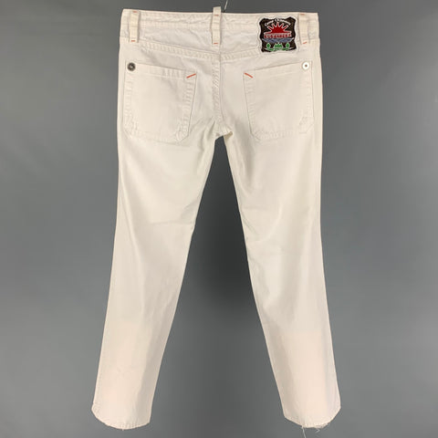 DSQUARED2 Size 32 White Distressed Cotton Jeans