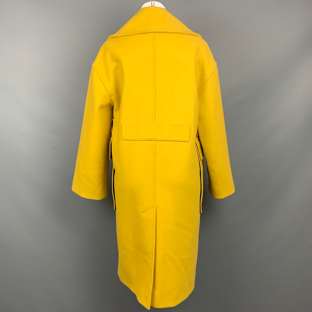 KENZO Taille 4 Manteau croisé en laine mélangée jaune à revers cranté