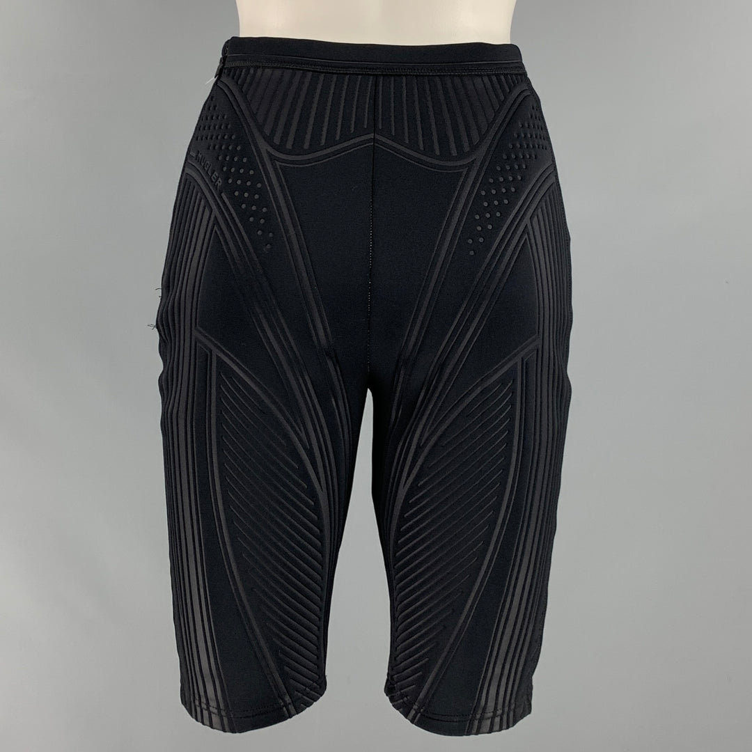 MUGLER Size 4 Black Polyester Blend Elastic Waistband Shorts