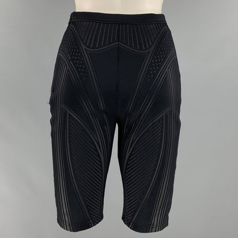 MUGLER Taille 4 Short à ceinture élastique en mélange de polyester noir