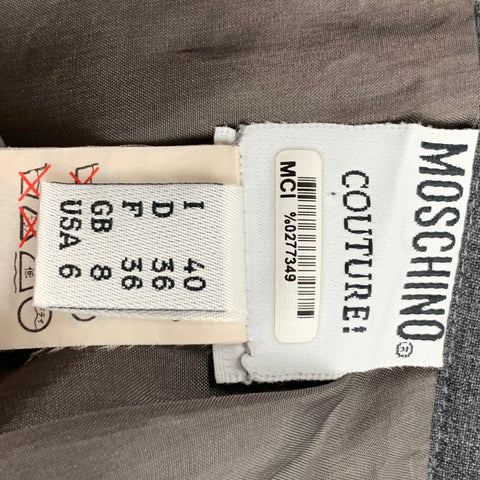 MOSCHINO COUTURE Taille 6 Jupe mi-mollet en laine grise polyamide chiné