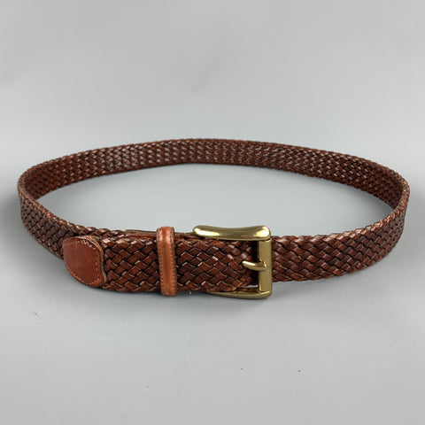VINTAGE Woven Size 36 Brown Leather Belt