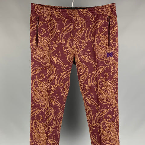 NEEDLES Pantalones deportivos de poliéster con diseño de cachemira en color burdeos y tostado Talla XL