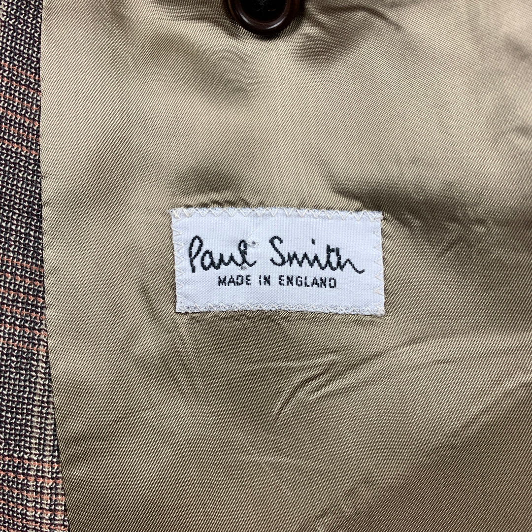 PAUL SMITH Size 40 Taupe Glenplaid Wool Notch Lapel Suit