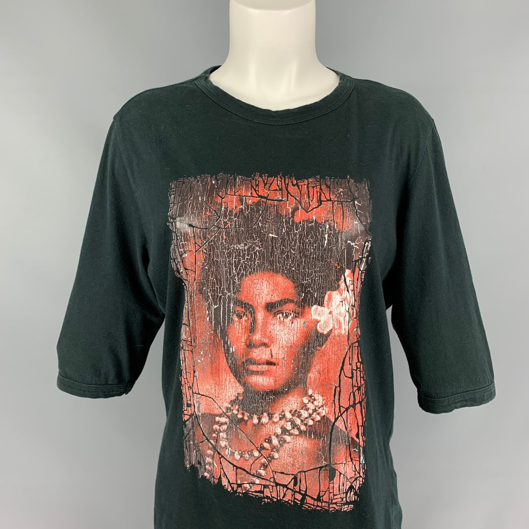 Vintage JEAN PAUL GAULTIER Talla L Camiseta gráfica de algodón negro