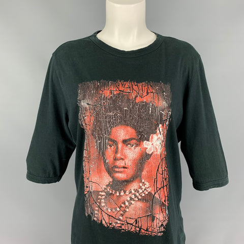 Vintage JEAN PAUL GAULTIER Size L Black Cotton Graphic T-Shirt