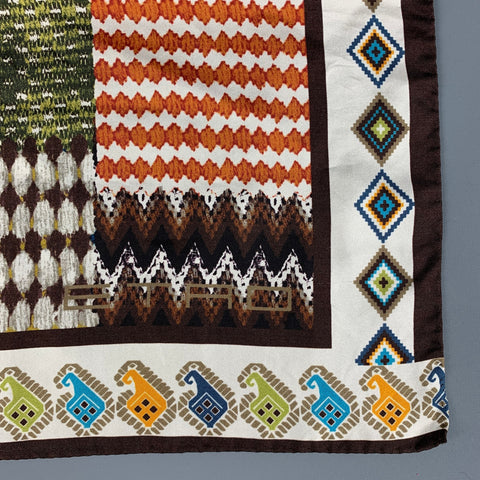 ETRO Brown Multi-Color Mixed Patterns Pocket Square