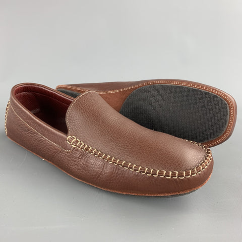 COLE HAAN Size 9.5 Tan Textured Leather Contrast Stitch Loafers