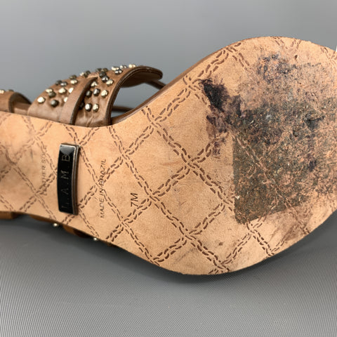 L.A.M.B Size 7 Brown Studded Leather Strappy Sandals