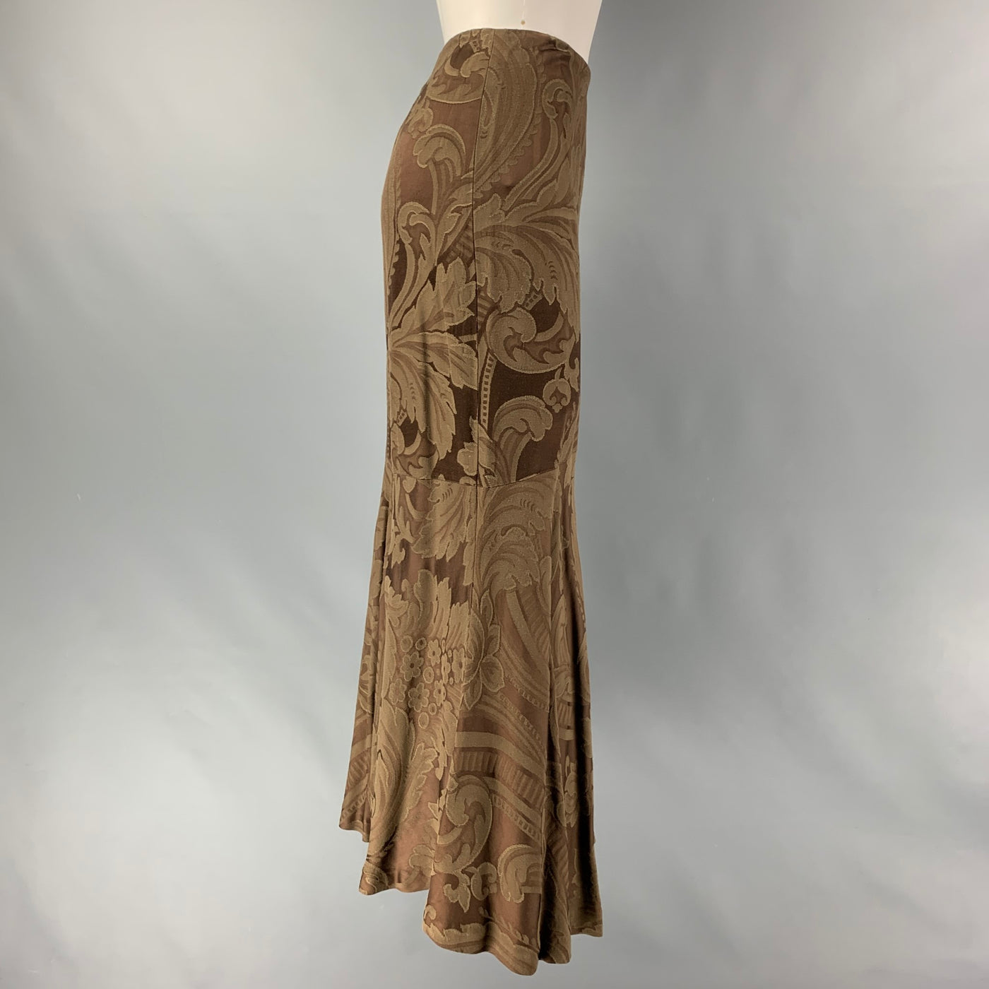 RALPH LAUREN Size 8 Brown Rayon Mermaid Long Skirt